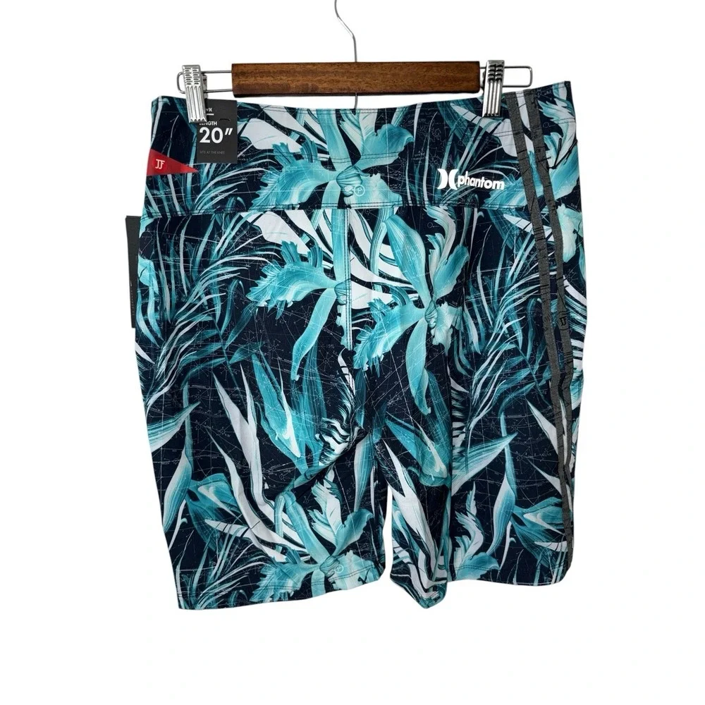 NWT Hurley Phantom JJF Board Shorts Trunks Mens 30x9 Floral Map Grid Print